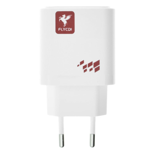 Сетевое зарядное устройство FLYCDI FA-006 USB-A+USB-C (20W · 3A) с кабелем USB-A – Lightning (White)