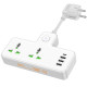 Сетевой фильтр Hoco AC11A Voyage на 2 розетки (15W · 3A · 3xUSB-A+USB-C) (White)