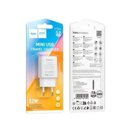 Сетевое зарядное устройство Hoco C134A USB-A (12W · 2.4A) (White)