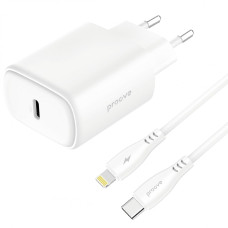 Сетевое зарядное устройство Proove Silicone Power 2 USB-C (20W) с кабелем Type-C – Lightning (White)