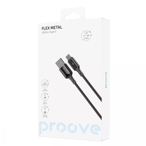 Кабель Proove Flex Metal USB-A – Type-C (1 м · 12W · 2.4A) (Black)