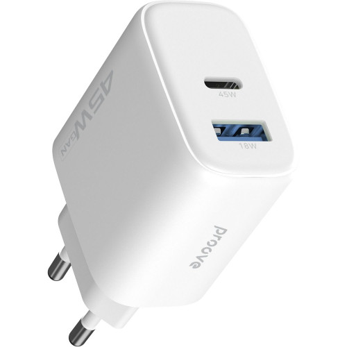 Сетевое зарядное устройство Proove Silicone Power 2 USB-A+USB-C (45W · 3A) (White)