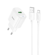 Мережевий зарядний пристрій Hoco C140A USB-A (18W · 3A) з кабелем USB-A – Micro-USB (White)