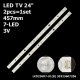 Пряма підсвітка для телевізора Telefunken 24″ 30323607206 (2 планки по 457 мм, 7 LED, лінза 15,5 мм, 3 В)