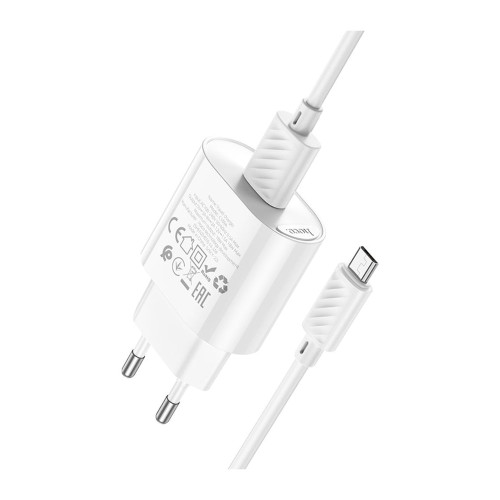 Мережевий зарядний пристрій Hoco C109A USB-A (18W · 3A) з кабелем USB-A – Micro-USB (White)