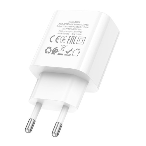 Сетевое зарядное устройство Borofone BA81A USB-C (20W · 3A) (White)
