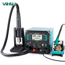 Паяльная станция Yihua 983D, 3 в 1, фен 150 л/мин. 500°C, 2 паяльника C210 + C245 450°C, БП 20В 3.5A, 1300 Вт