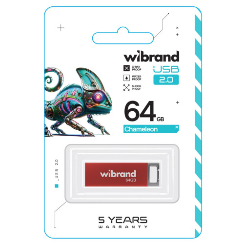 Флешка Wibrand Chameleon 64GB USB 2.0 (Red)