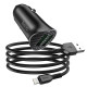 Автомобильное зарядное устройство Hoco Z39 2xUSB-A (18W · 3A) с кабелем USB-A – Lightning (Black)