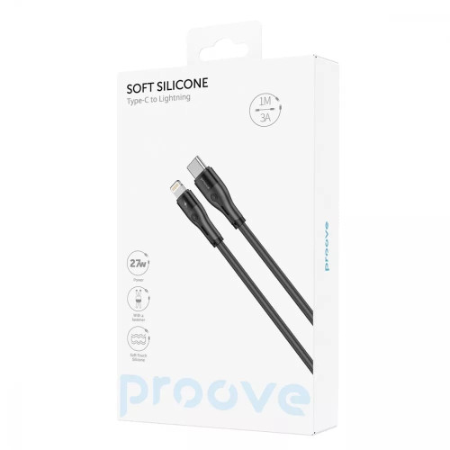 Кабель Proove Soft Silicone Type-C – Lightning (1 м · 27W · 3A) (Black)