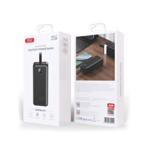 Повербанк XO PR240 QC22,5W PD20W (30000 mAh) (Black)