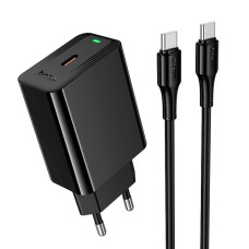 Сетевое зарядное устройство Hoco CS93A USB-C (20W · 3A) с кабелем Type-C – Type-C (Black)