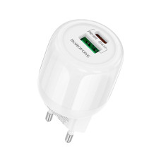 Сетевое зарядное устройство Borofone BA94A USB-A+USB-C (30W · 3A) (White)