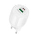 Сетевое зарядное устройство Borofone BA94A USB-A+USB-C (30W · 3A) (White)