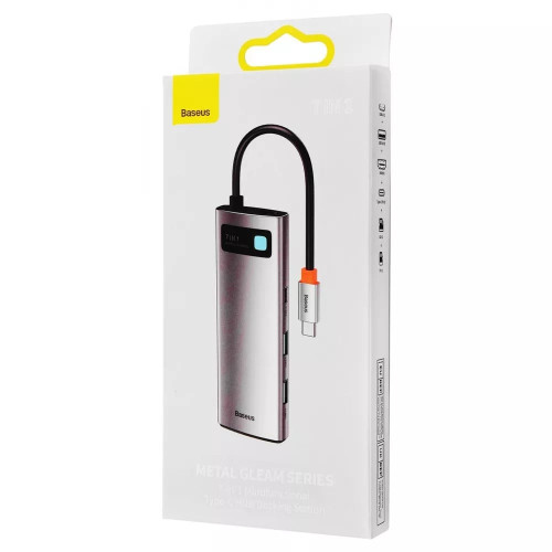 USB-хаб Baseus Metal Gleam Series 7в1 Type-C (2xUSB 3.0 · HDMI 4K · Type-C · Type-C PD · microSD · SD) (Gray)