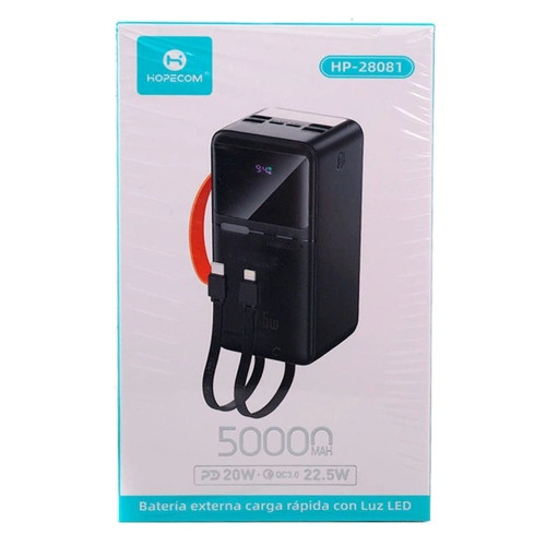 Повербанк Hopecom HP-28081 22.5W з кабелем 2в1 (50000 mAh) (Black)