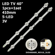 Пряма підсвітка для телевізора 40″ SVS400A89 (1 планка 410 мм, 5 LED, лінза 17 мм, 3 В)