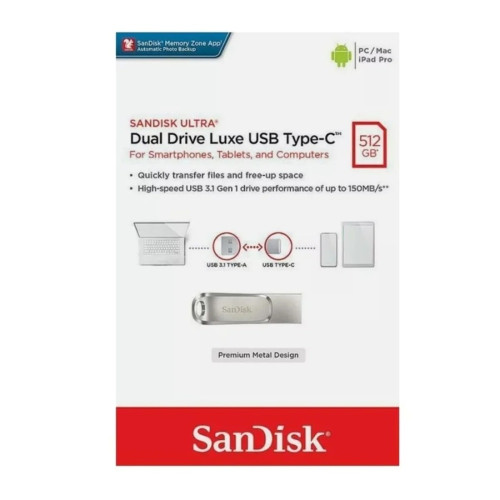 Флешка SanDisk Ultra Dual Luxe 512GB USB 3.1 Type-C