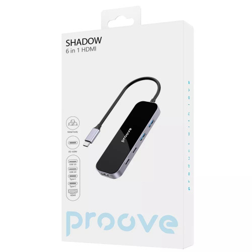 USB-хаб Proove Shadow Type-C (2xUSB 3.0 · Type-C · PD 100W · HDMI) (Dark Gray)