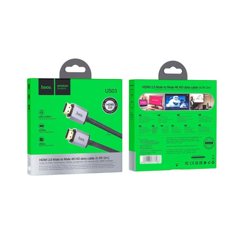 Кабель Hoco US03 HDMI – HDMI (2 м · 4K) (Black)
