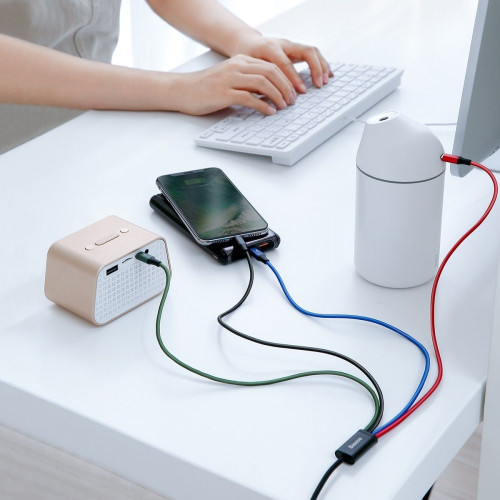Кабель Baseus Fast 4in1 Cable (USB-A to Lightning(2)+USB-A to Type-C+Micro) (1.2 м · 18W · 3.5A) (CA1T4-A01) (Black)