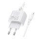 Сетевое зарядное устройство Borofone BAS44A Potential USB-A+USB-C (20W · 3A) с кабелем Type-C – Lightning (White)