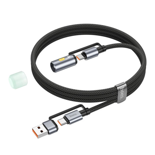 Кабель Hoco U138 Type-C – Type-C and USB з ліхтариком (1.2 м · 60W · 3A) (Black)