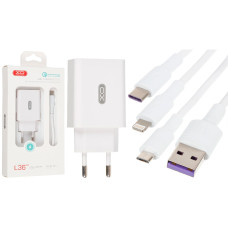 Сетевое зарядное устройство XO L36 USB-A (18W · 3A) с кабелем USB-A – Type-C (White)