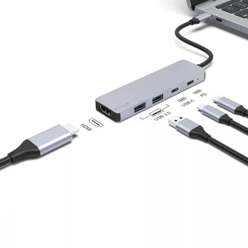 USB-хаб Proove Iron Link 5в1 (2xType-C · 2xUSB 3.0 · HDMI) (Gray)