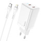 Мережевий зарядний пристрій Hoco N23 2xUSB-C (45W · 3A) з кабелем Type-C – Lightning (White)