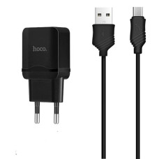 Сетевое зарядное устройство Hoco C22A USB-A (12W · 2.4A) с кабелем USB-A – Micro-USB (Black)