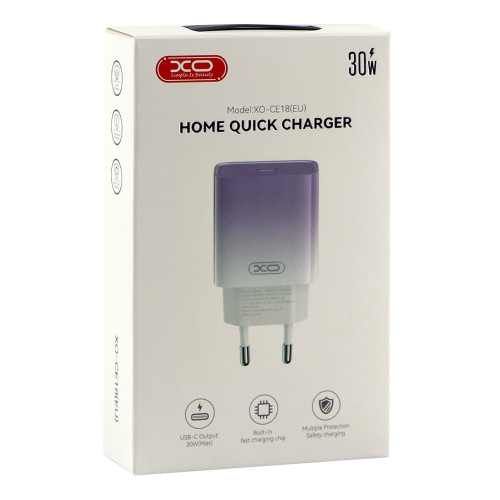Сетевое зарядное устройство XO CE18 USB-C (30W · 3A) (Violet)