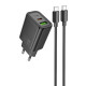 Сетевое зарядное устройство Hoco N63 USB-A+USB-C (30W · 3A) с кабелем Type-C – Type-C (Black)