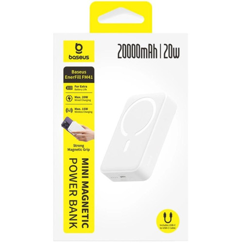 Повербанк Baseus EnerFill FM41 Mini Magnetic 20W (20000 mAh) (E0027U) (White)