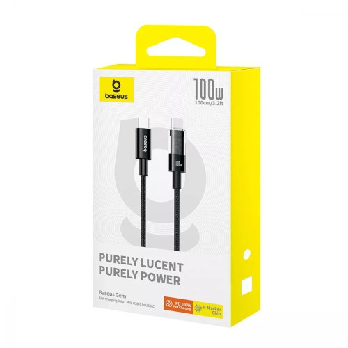 Кабель Baseus Gem Fast-Charging Data Cable Type-C – Type-C (1 м · 100W · 5A) (P10373000111) (Black)