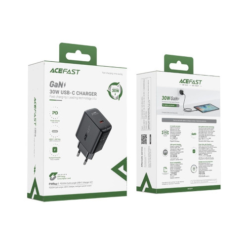 Сетевое зарядное устройство Acefast A21 USB-C (30W · 3A) (Black)
