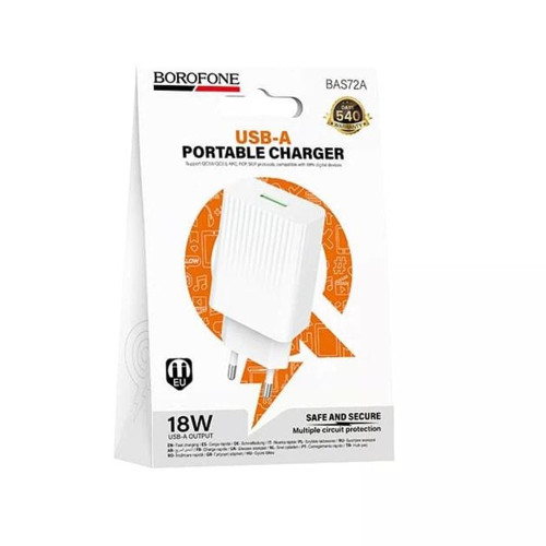 Сетевое зарядное устройство Borofone BAS72A USB-A (18W · 3A) (White)