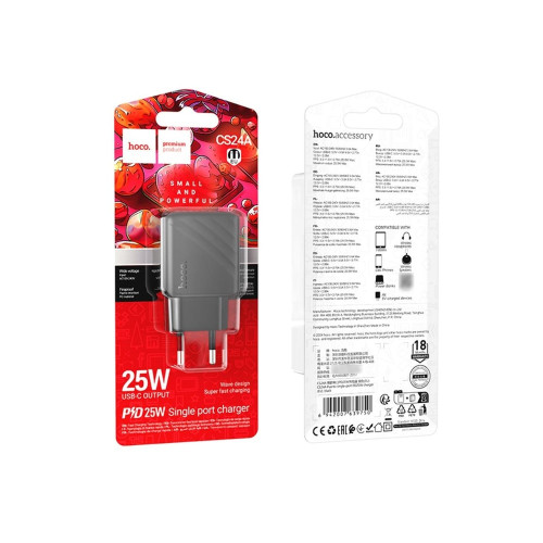 Сетевое зарядное устройство Hoco CS24A USB-C (25W · 3A) (Black)