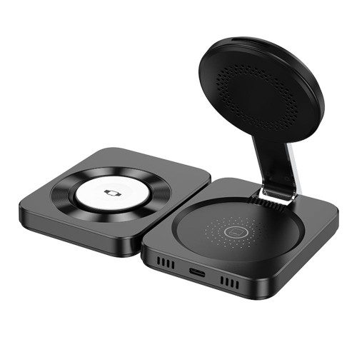 Бездротовий зарядний пристрій для Apple Hoco CQ11 3в1 (15W) (Black)