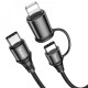 Кабель Hoco X50 2-в-1 Type-C – Type-C to Type-C to Lightning (1 м · 60W · 3A) (Black)