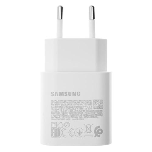 Сетевое зарядное устройство Samsung EP-TA800 USB-C retail packing (25W · 3A) (Service) (White)