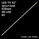 Бокова підсвітка для телевізора Changhong 42″ V420H1-LS6-TREM5 (1 планка 525 мм, 48 LED 7x2 мм, 6 В)