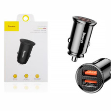 Автомобильное зарядное устройство Baseus Circular Plastic 2xUSB-A (30W · 3A) (Black)