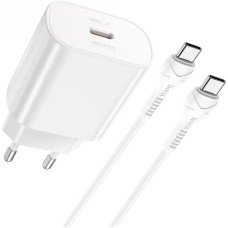 Сетевое зарядное устройство Hoco N22 (25W) с кабелем Type-C – Type-C (White)