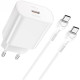 Сетевое зарядное устройство Hoco N22 (25W) с кабелем Type-C – Type-C (White)