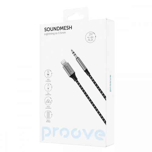 Аудиокабель AUX Proove SoundMesh Lightning – 3.5 мм (1 м) (Gray)
