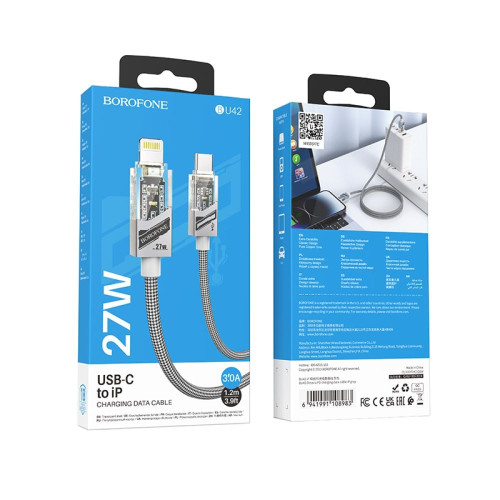 Кабель Borofone BU42 Octavia Type-C – Lightning (1.2 м · 60W · 3A) (Gray)