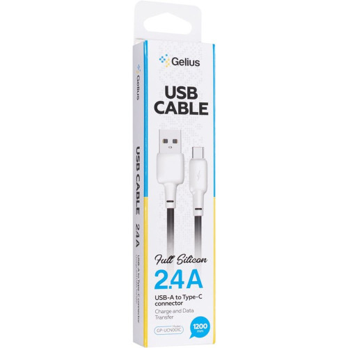 Кабель Gelius Full Silicon USB-A to Type-C 18W 1.2м (GP-UCN001C) black white