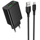 Сетевое зарядное устройство Hoco CS92A USB-A (18W · 3A) с кабелем USB-A – Type-C (Black)
