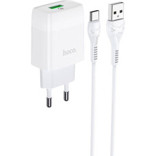 Сетевое зарядное устройство Hoco C72Q USB-A (18W · 3A) с кабелем USB-A – Type-C (White)